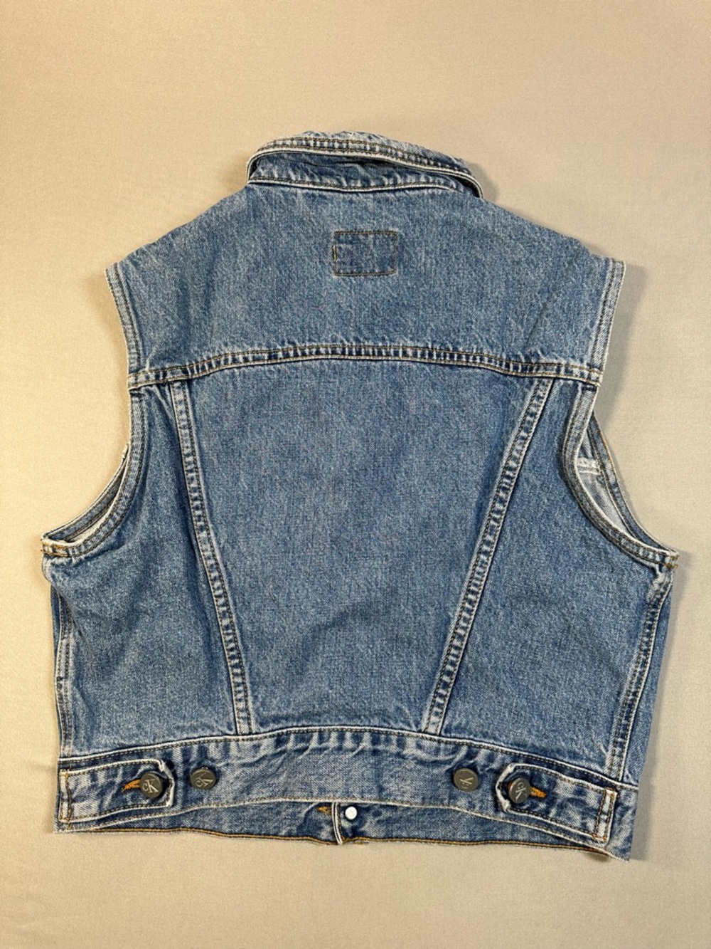 VINTAGE 90s CK Calvin Klein Denim Vest - Womens Medium (Fits Small) - Picture 9 of 13
